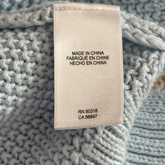 Light Blue, Baby Blue Lucky Brand Cotton-Blend Pullover V-Neck Sweater - Picture 5 of 8